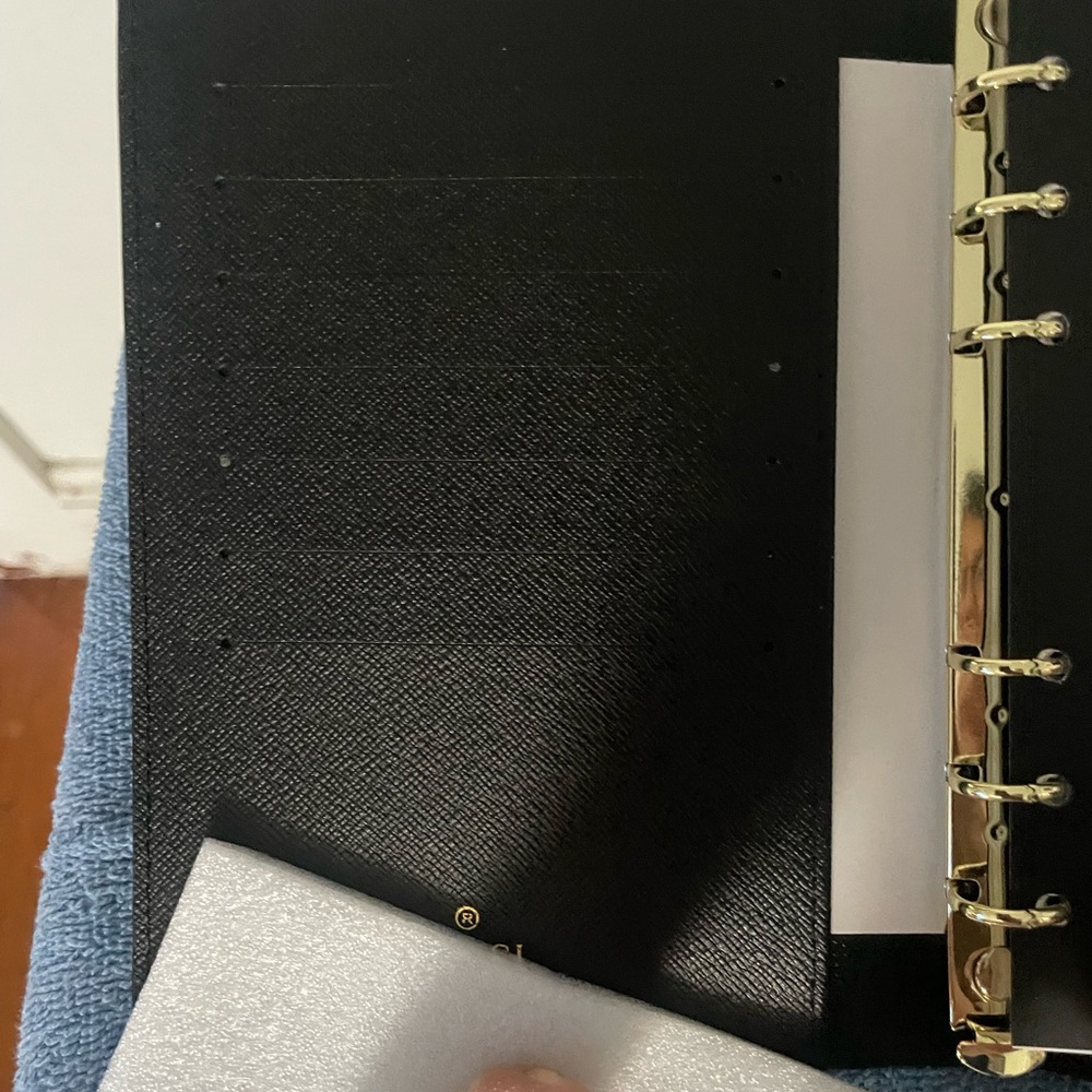 Black Leather Planner/Organizer with Gold Rings